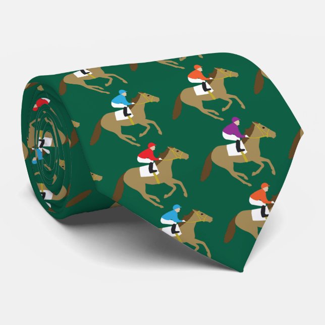 Hästsport Jockeys Derby Day Monogram Grön Slips (Rullad)
