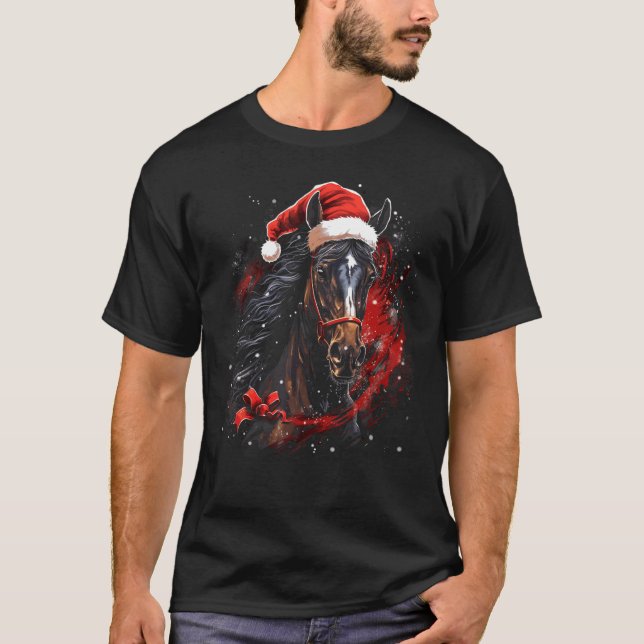 Hästsport Julhäst Present Jul Holiday T Shirt (Framsida)
