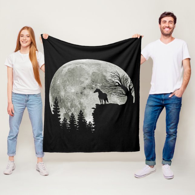 Hästställ på bergstalesoky Halloween Måne Fleecefilt (På plats)