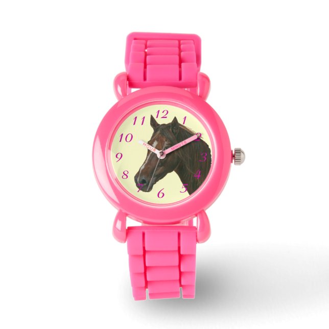 Häststststam bild från brun häst armbandsur (Framsida)