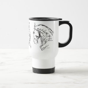 Hästsvart för Dressage 3 & vittravel mug Resemugg