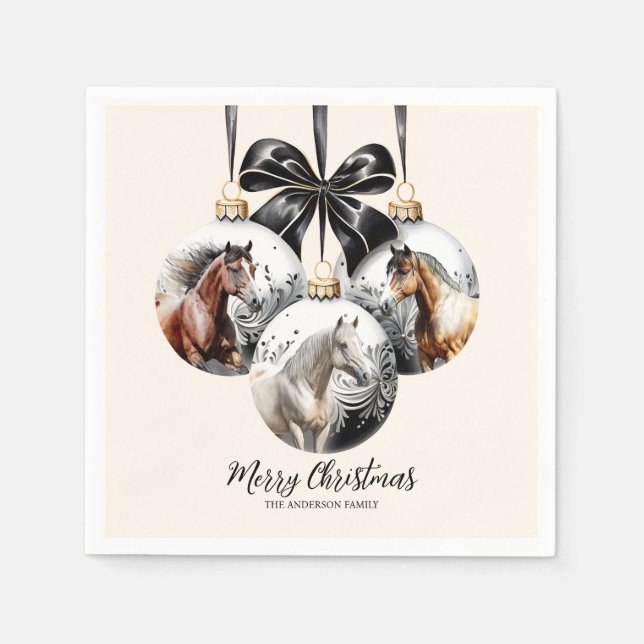 Hästsvarta och julcitat från guld pappersservett (Framsidan)