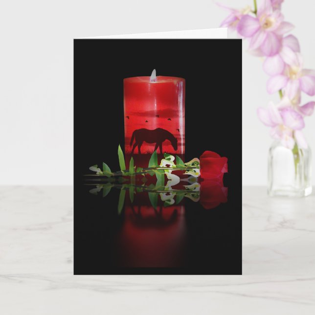 Hästsympati med Lit Memorial Candle Kort (Orkide)