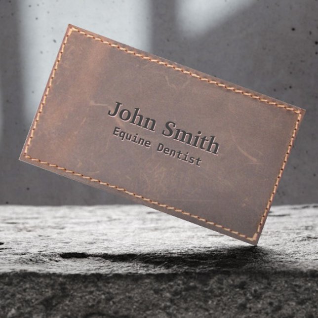 Hästtandläkare Vintage sytt läder Visitkort (Skapare uppladdad)
