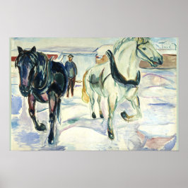 Hästteam i snö av Edvard Munch Poster