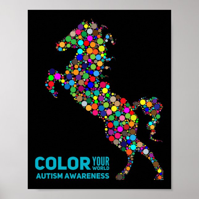 Hästterapi Autism Medvetenhet Hästpresent  Poster (Framsidan)