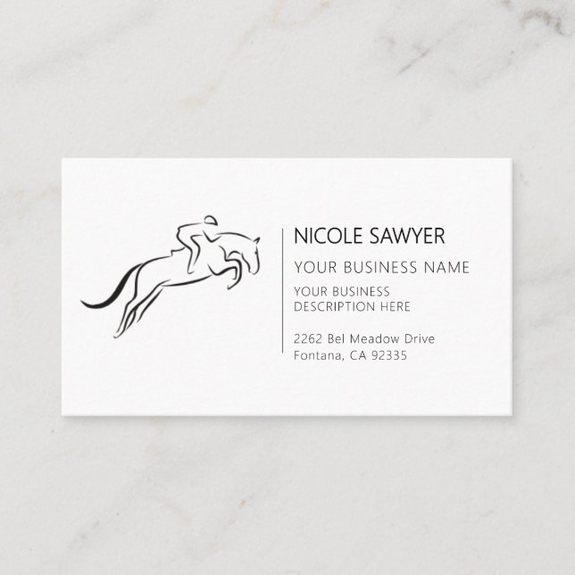 Hästträning  häst visitkort (Framsida)