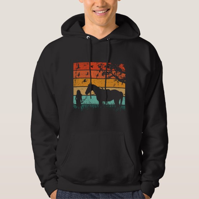 Hästutformning tillsammans i solnedgången hoodie (Framsida)
