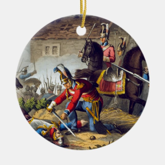 Hästvakterna på striden av Waterloo, engrav Julgransprydnad Keramik (Framsidan)