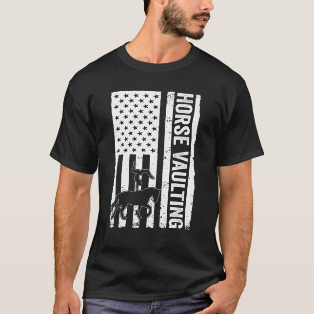 Hästvolt USA Flagga Volt Hästar T Shirt (Framsida)