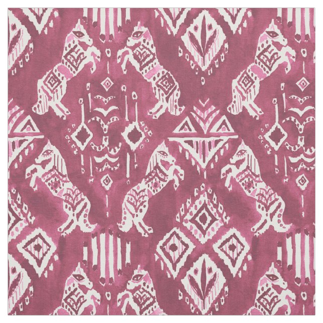 HÄSTWHO VISSTE det röda Ikat Boho stam- mönster Tyg (Provkarta)