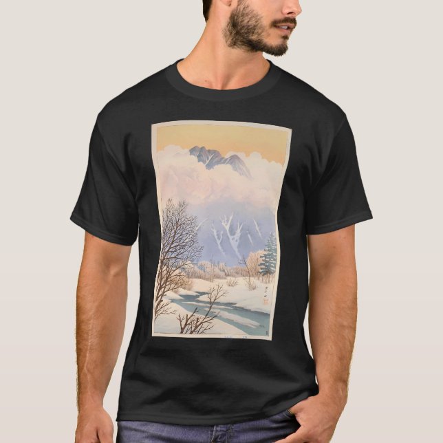 Hasui Dimma morgon vid Yotsuya Mitsuke Kawase Hasu T Shirt (Framsida)