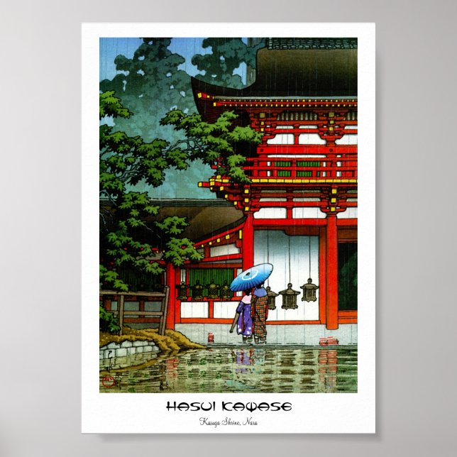 Hasui Kawase, Kasuga Shrine Nara shin hanga art Poster (Framsidan)