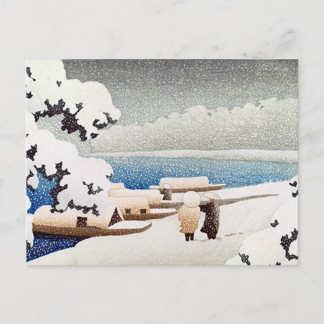 Hasui Kawase Snö vid Hashidate (Yuki no hashidate) Vykort (Framsida)