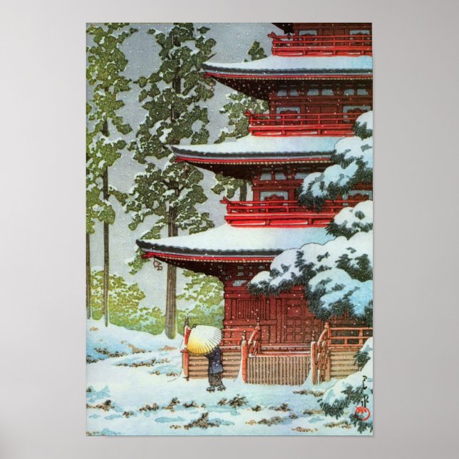 Hasui Kawase Winter Scene Poster (Framsidan)