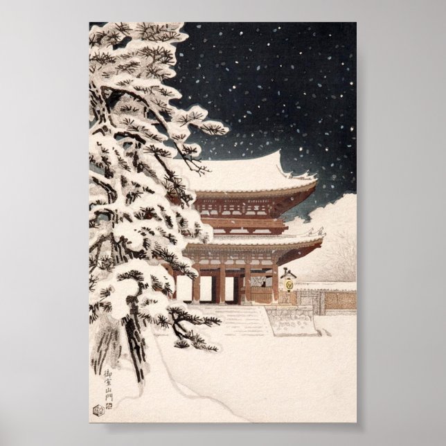 Hasui Kawase Winter Scenery Poster Skriv ut (Framsidan)