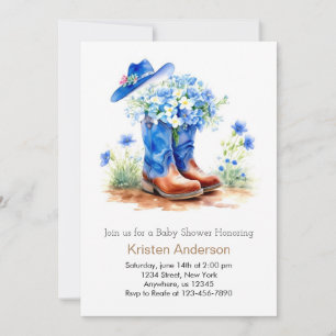 Hat and Boots Vilda western Baby Shower Inbjudningar