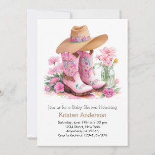 Hat and Boots Vilda western Cowgirl Baby Shower Inbjudningar