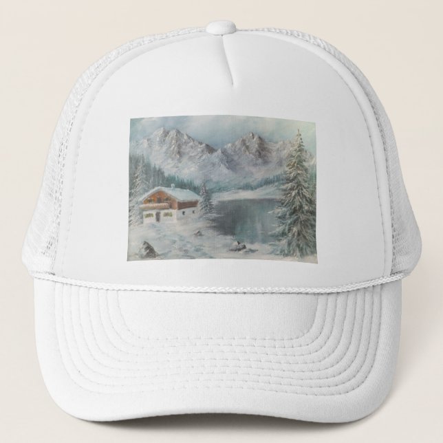 Hat Ann Hayes målning Bavarian Snö Scene Keps (Framsida)