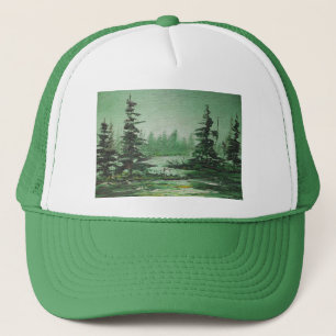 Hat Ann Hayes Painting Grönt Forest Keps