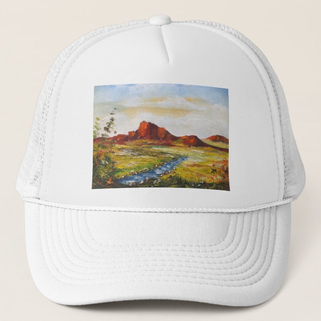 Hat Ann Hayes Painting Red Sten Canyan Truckerkeps (Framsida)