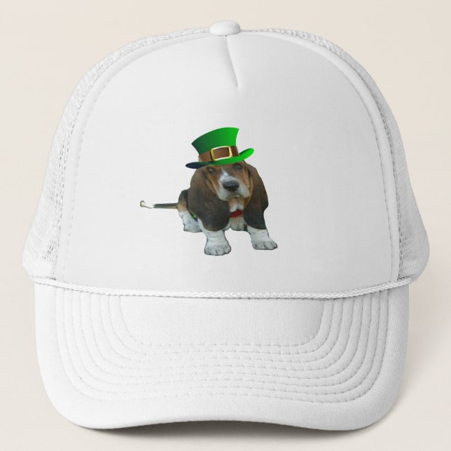Hat Basset Hound Lycklig St patrick's day Keps (Framsida)