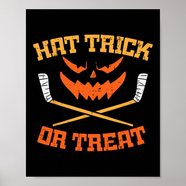 Hat Bus eller godis Ice Hockey Halloween Boy Manar Poster (Framsidan)