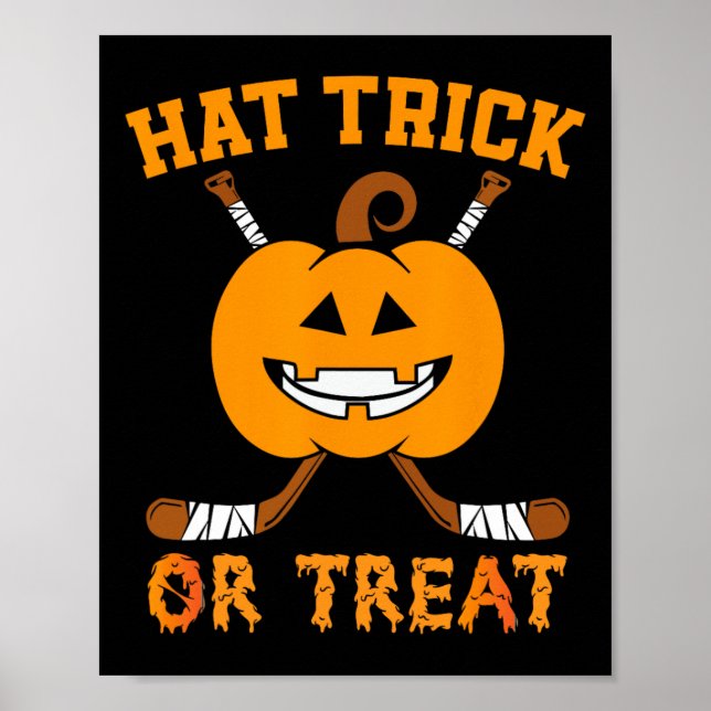 Hat Bus eller godis Roligt Ice Hockey Halloween Co Poster (Framsidan)