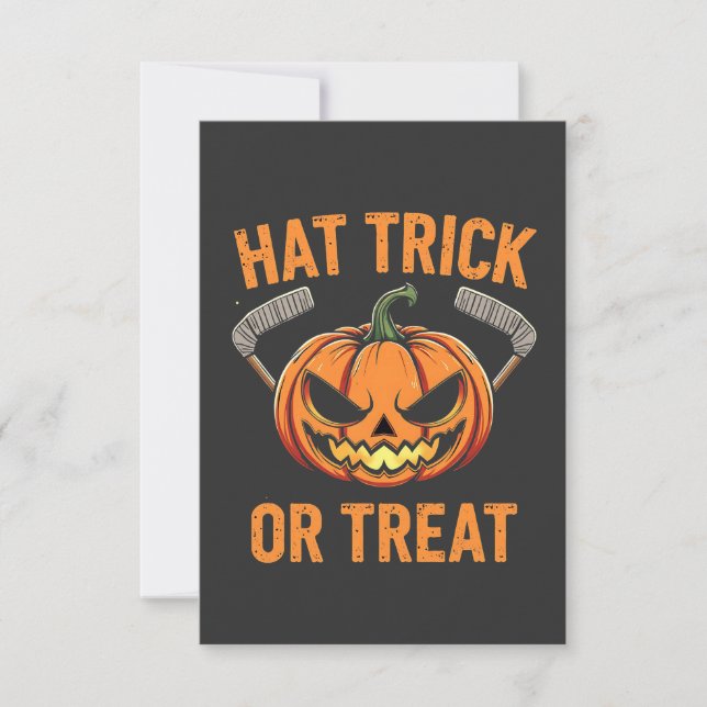 Hat Bus eller godis Spooky Halloween ice Hockey Inbjudningar (Framsida)