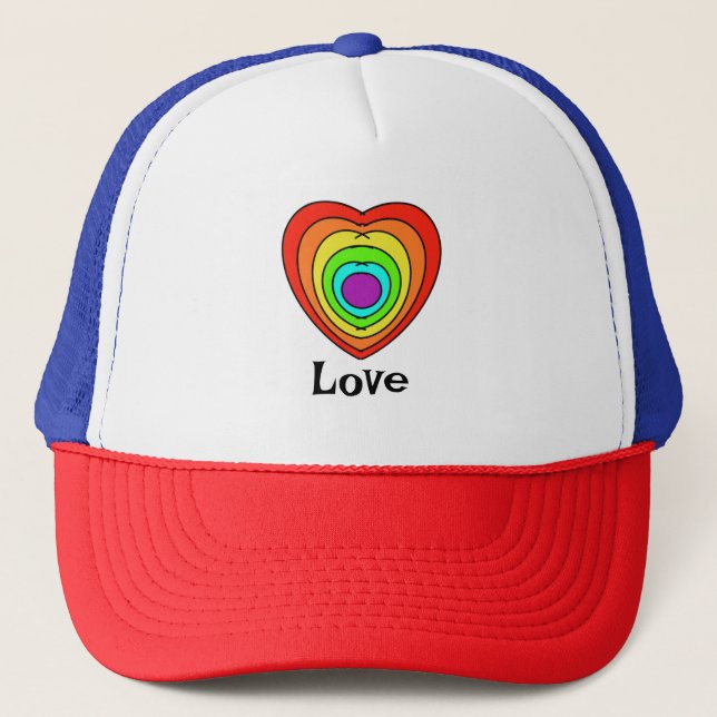 Hat Cap Rainbow Heart Kärlek Keps (Framsida)