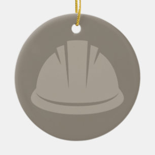 Hat Construction Hat Icon ANPASSNINGSBAR FÄRG Julgransprydnad Keramik
