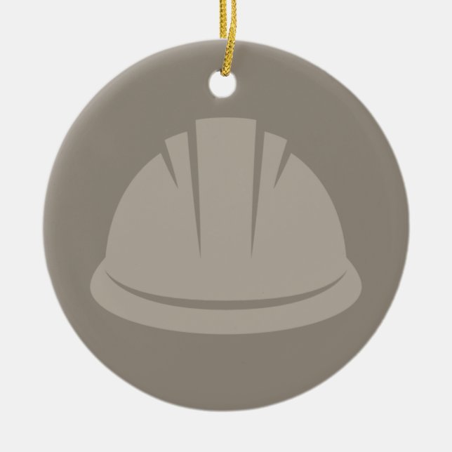 Hat Construction Hat Icon ANPASSNINGSBAR FÄRG Julgransprydnad Keramik (Framsidan)
