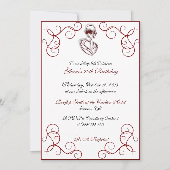 Hat Dam Anpassningsbar Födelsedagsfest inbjudan (Framsida)