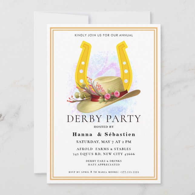  Hat  Derby Party Equestrian Inbjudningar (Framsida)