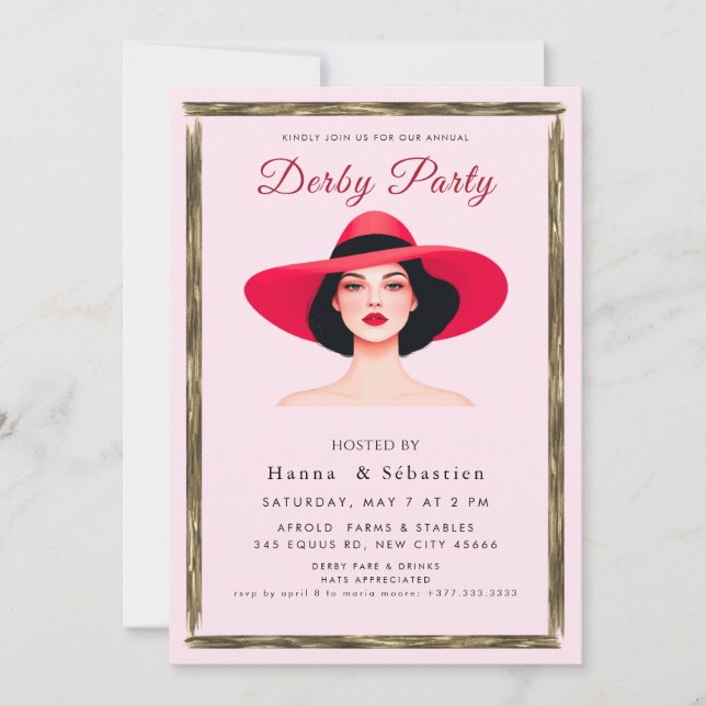  Hat Derby Party Invitation Inbjudningar (Framsida)