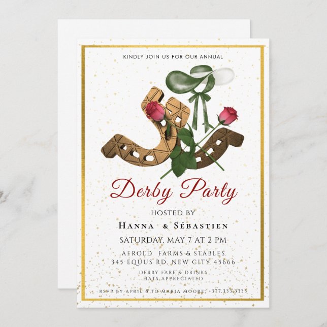 Hat Derby Party Invitation Inbjudningar (Fram/baksida)