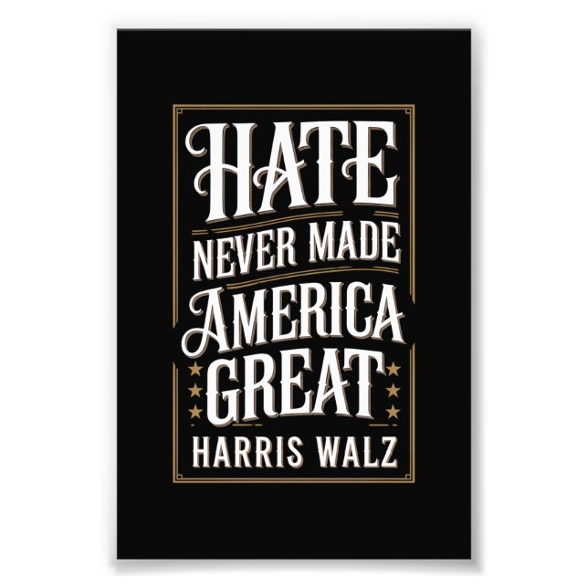 Hat gjorde aldrig Amerika bra Kamala Harris Walz  Fototryck (Framsidan)