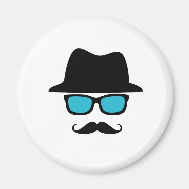 Hat Glasses Mustache Magnet (Framsidan)