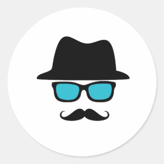 Hat Glasses Mustache Runt Klistermärke