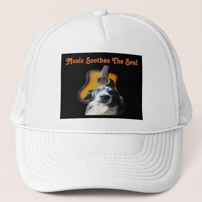 Hat Guitar Hund Truckerkeps (Framsida)