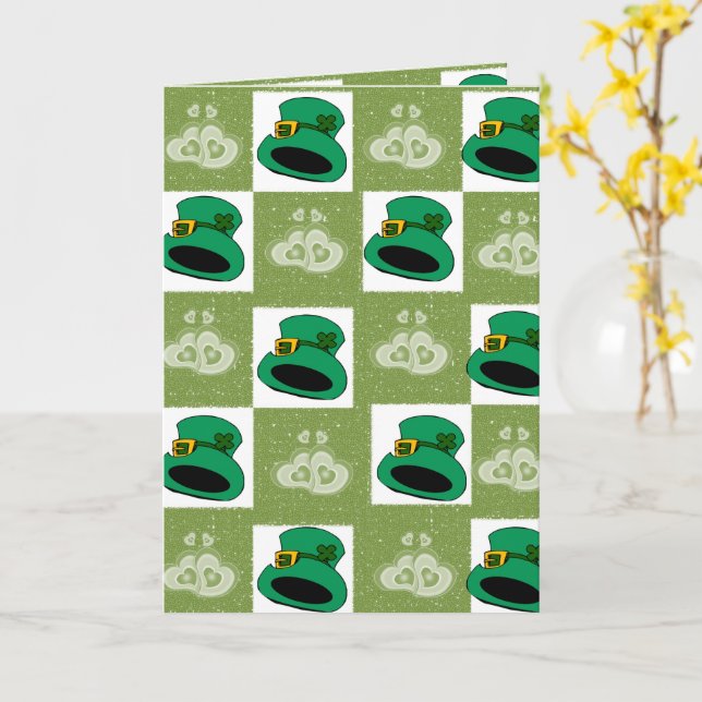 Hat Hearts-kort för hälsning av saint patrick's da Kort (Gul blomma)