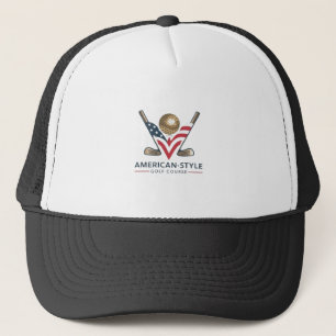 Hat med logotyp för en golfbana mellan Amerika och Keps
