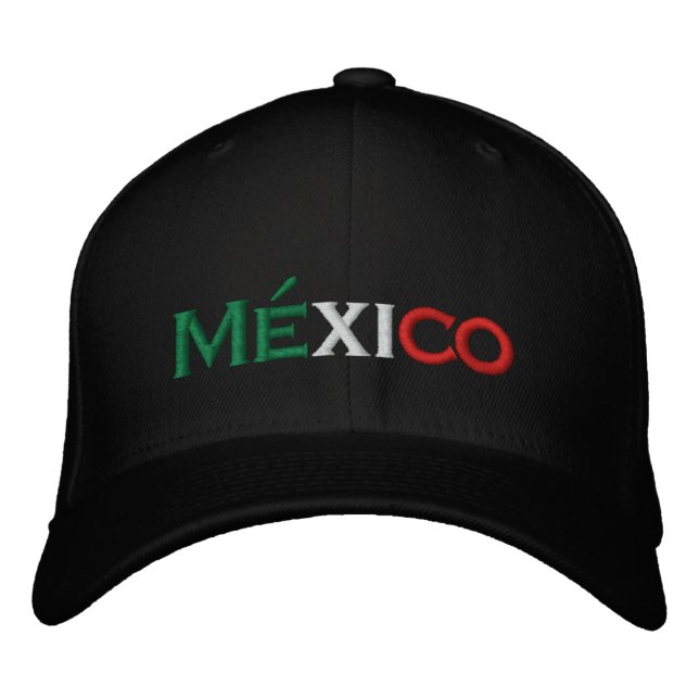 Hat: Mexiko lindo, Tri-färg Broderad Keps (Framsida)
