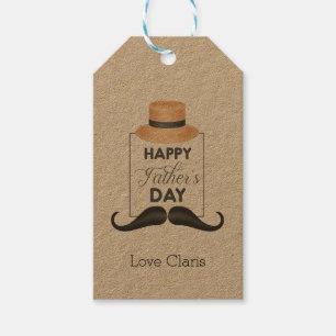 Hat Mustache Fars dag Gift Märkre Presentetikett