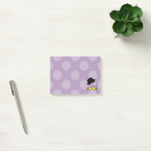 Hat, mustache, Monocle - Svart Lila Gult Post-it Block