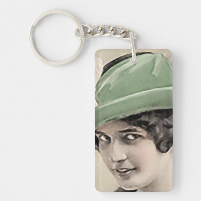 Hat-nyckelkedja för vintagens Grönt (Framsidan)