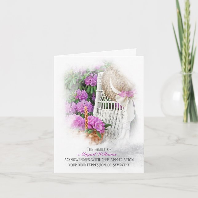 Hat och Basket i Azalea Garden Sympathy Tack Kort (Framsida)