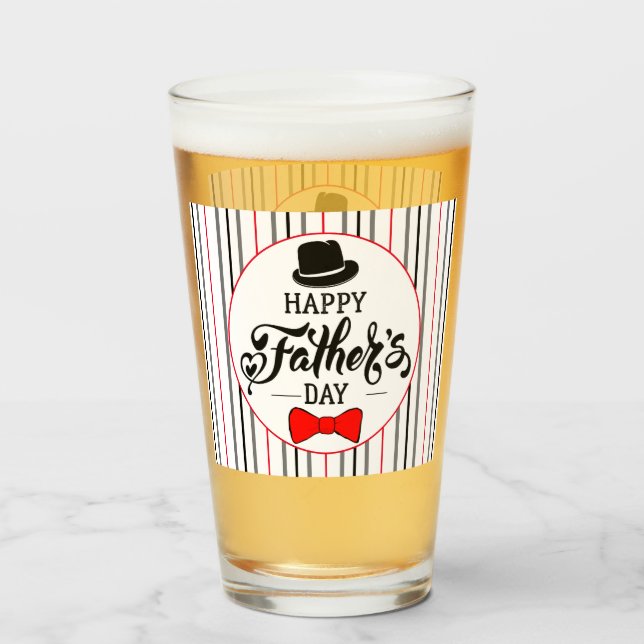 Hat och Tie lycklig Fars dag Glaskopp (Framsida fylld)