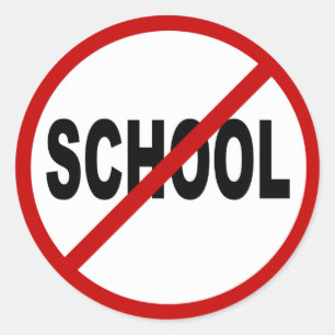 Hat School/No skolar tillåtet undertecknar Runt Klistermärke