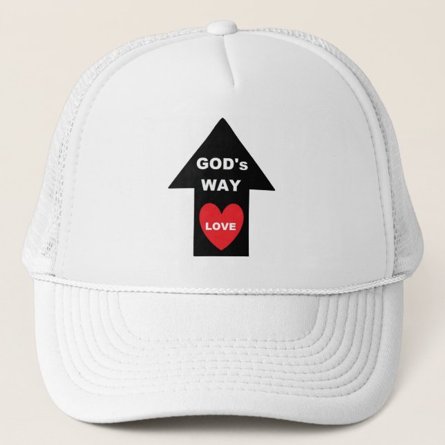 Hat Silver Gods Way Kärlek Arrow Heart Truckerkeps (Framsida)